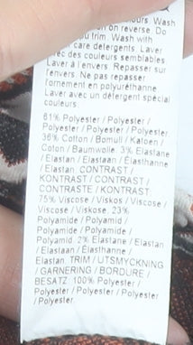 River Island Women's Multicoloured Geometric Short Sleeve Blouse UK 16