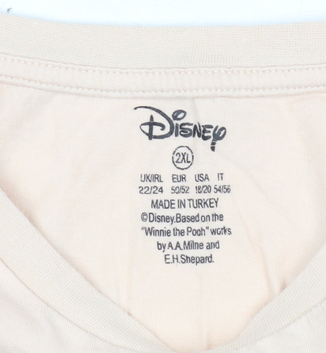 Disney Women's Beige Winnie the Pooh 2XL Cotton T-Shirt