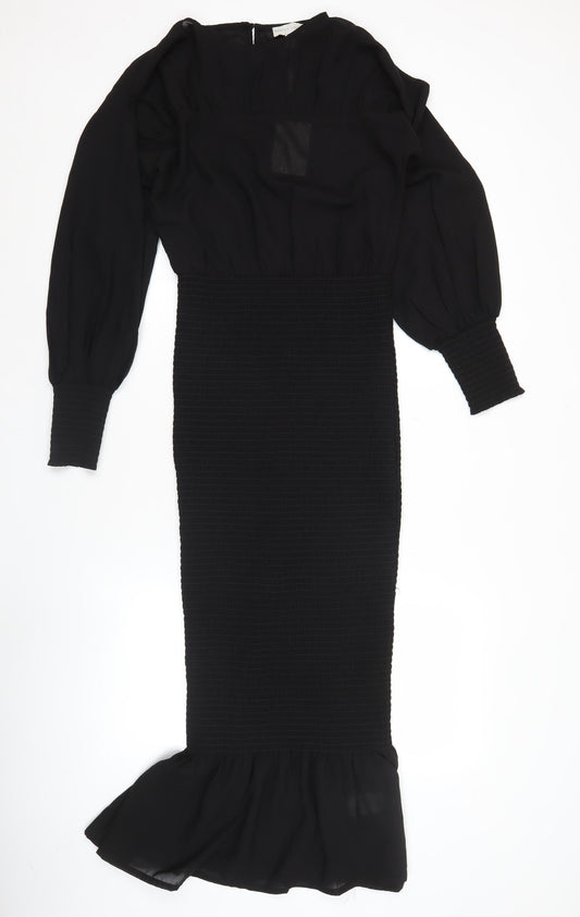 Pretty Lavish Women Black Size 8 Puff Sleeve Midi Bodycon Dress