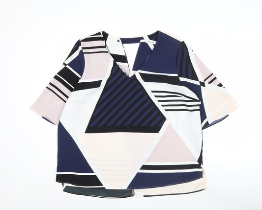Additional front view of Gallery Women's Multicoloured Geometric Tunic Blouse, size L