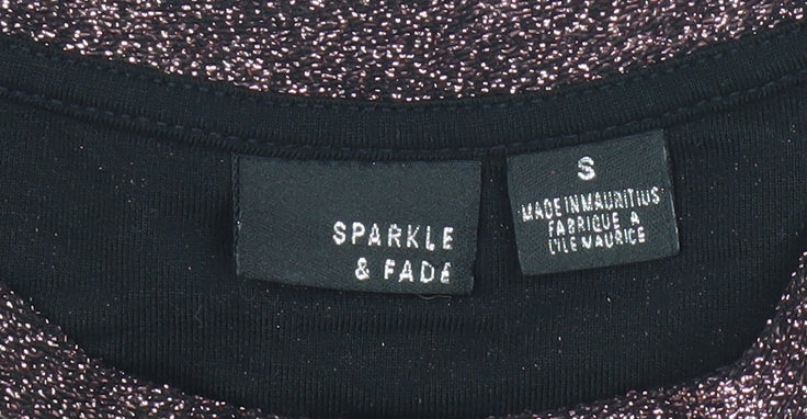 Sparkle & Fade Womens Purple Glitter Cropped Short Sleeve T-Shirt Size S