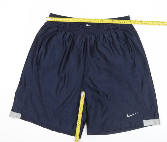 Nike Men's Navy Blue L Athletic Mesh Activewear Shorts