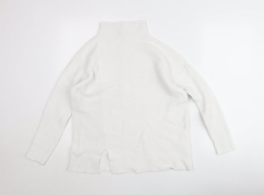 French Connection Women’s White Roll Neck Rib-Knit Jumper XS