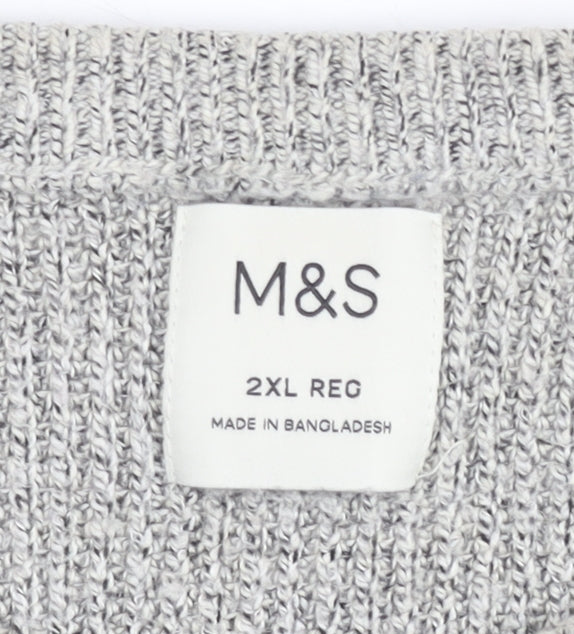 Marks and Spencer Men’s Grey 2XL Regular Knit Crew Neck Jumper