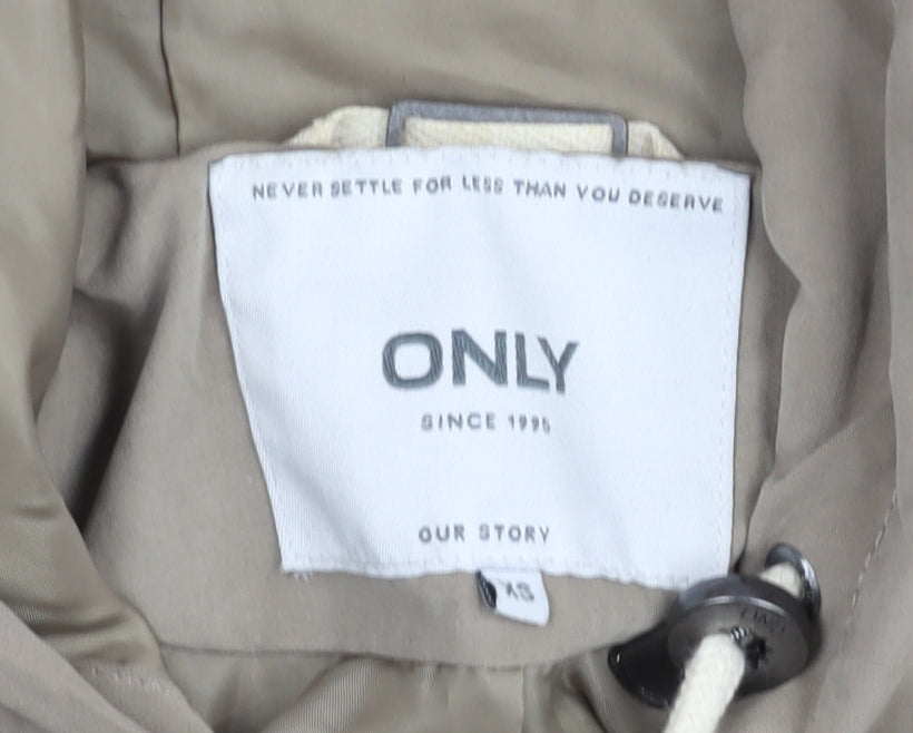 ONLY Girls Beige Hooded Anorak Jacket XS Cotton Drawstring Casual Coat