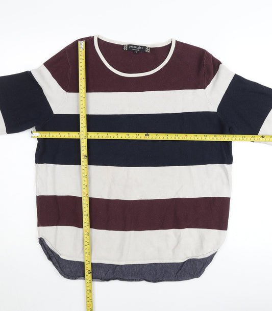 Back view of Principles by Ben de Lisi Women’s Multicoloured Striped Knit 3/4 Sleeve Top, size UK 18