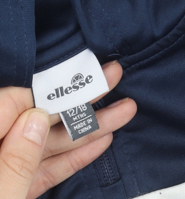 Additional view of Ellesse boys’ blue 2xs pullover hoodie with logo and 1/2 zip