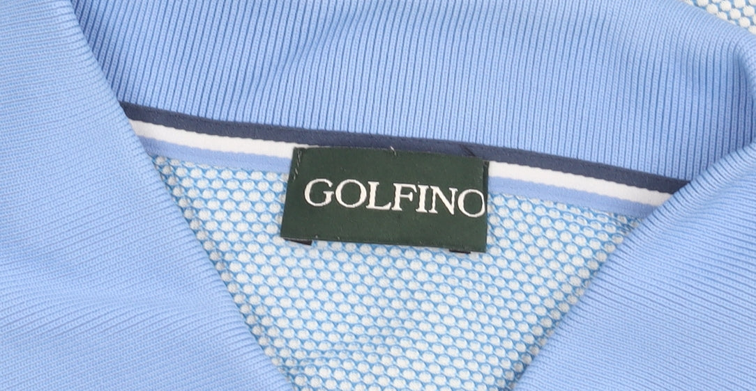 Golfino Men’s Blue Geometric Polo Shirt Size M Polyamide Golf Top