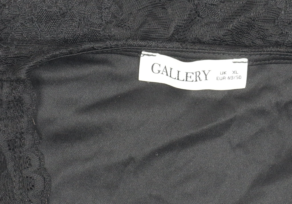 Gallery Women’s Black Lace Wrap Bodysuit Blouse XL Elegant Long Sleeve