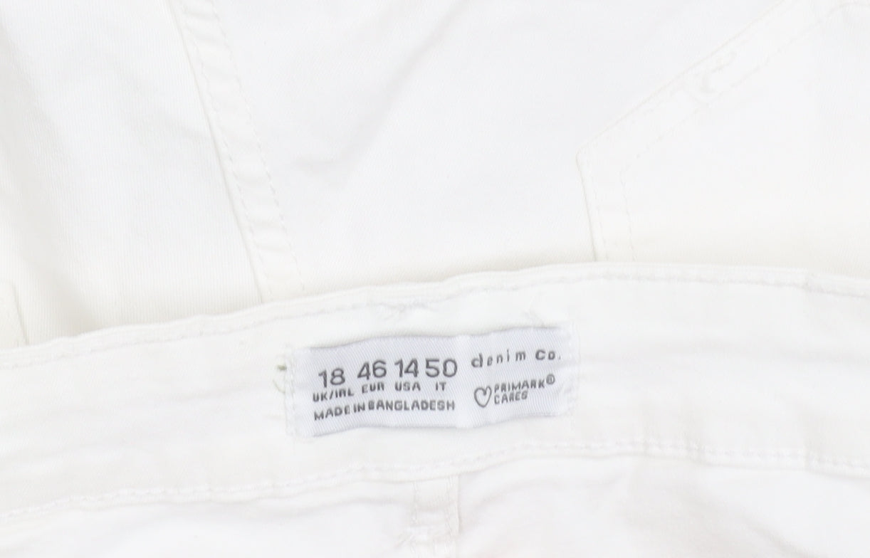 Primark Women’s White Cargo Trousers Size 18 Stretch Cotton Twill