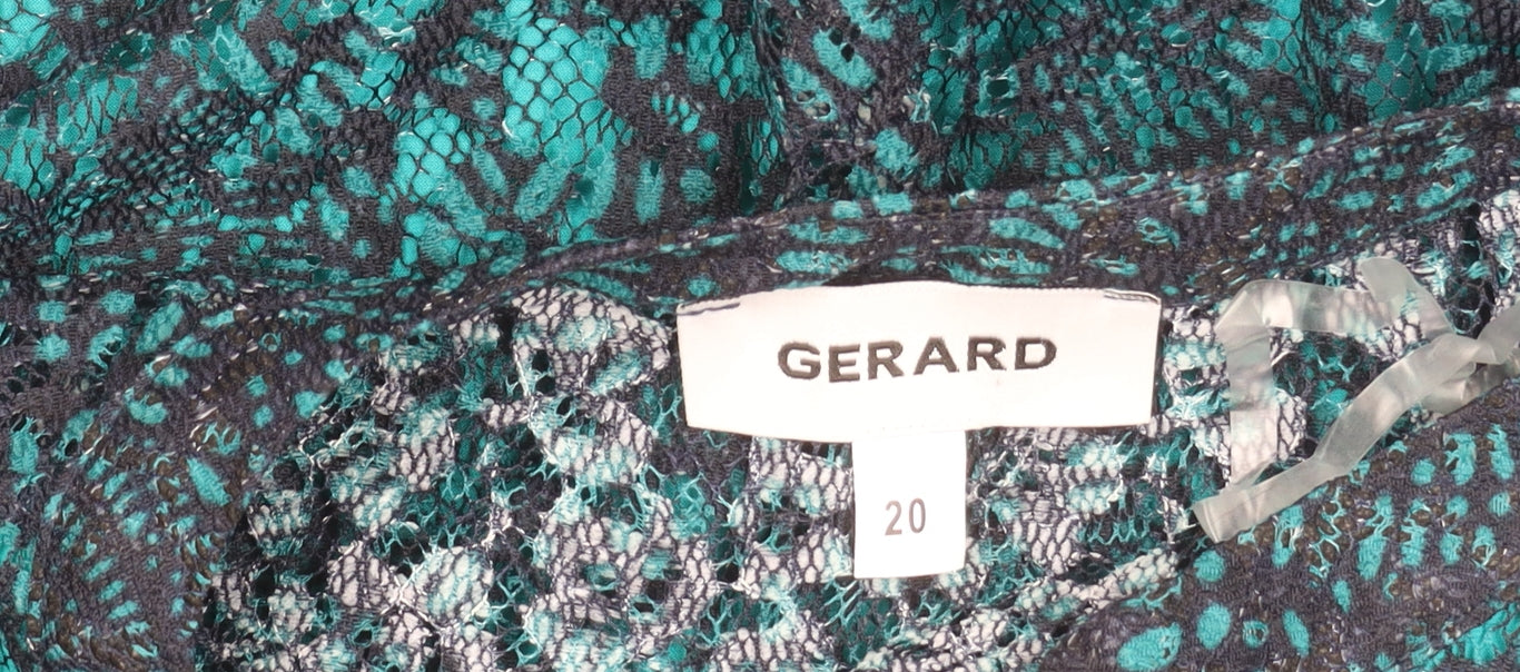 Gerard Women's Green Lace Long Sleeve V-Neck Tunic Blouse Size 20