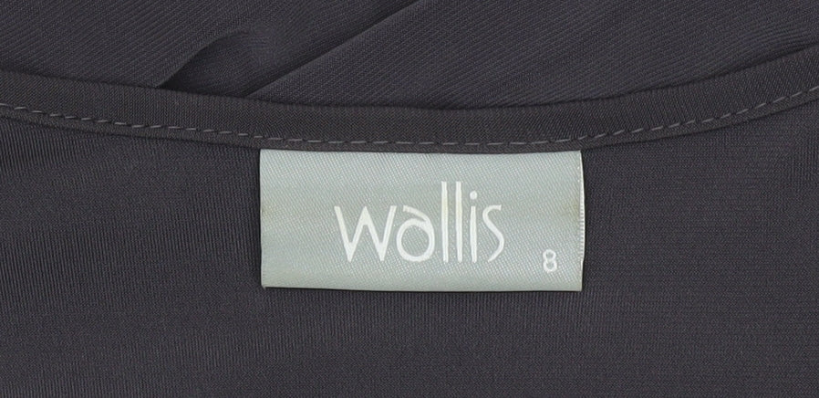 Wallis Women’s Black Beaded Neck Shift Dress Size 8 Long Sleeve