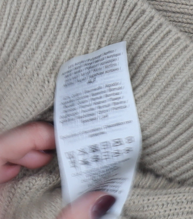 Jack & Jones Men’s Beige XL 1/2 Zip High Neck Knit Jumper