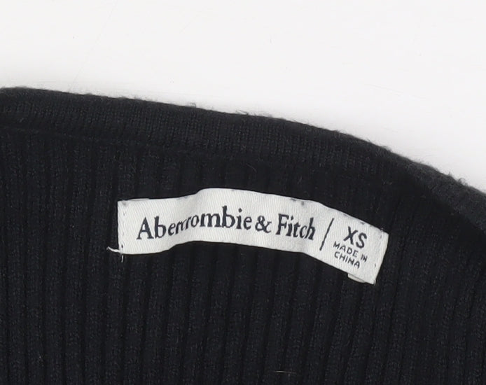 Abercrombie & Fitch Women's Black Ribbed Long Sleeve Bodysuit XS