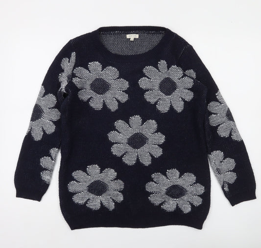 River Island Women’s Blue Floral Knit Jumper Size 6