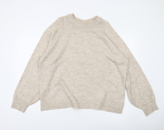 Pull&Bear Women’s Beige Knit Crew Neck Jumper Size 8