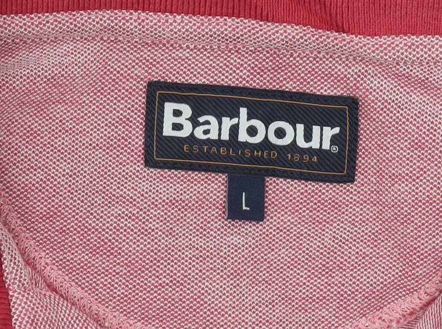 Barbour Men's Red Cotton Short Sleeve Polo Shirt L