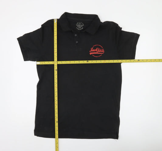 Jack & Jones Men's Black L Polo Shirt Short Sleeve Cotton