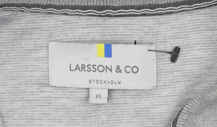 Larsson & Co Men's Grey XL Regular Fit Cotton Blend Polo Shirt