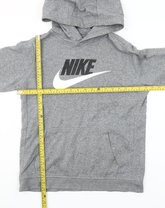 Nike Boys Grey Pullover Hoodie XL 158-170cm Cotton Blend Logo Sweatshirt