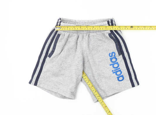 Adidas Boys Grey Athletic Shorts 4-5 Years Regular Fit Cotton Blend