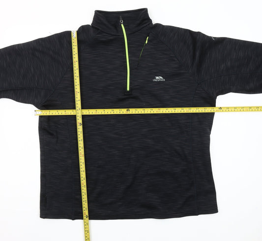 Trespass Men's Black Fleece 1/4 Zip Pullover Sweatshirt L