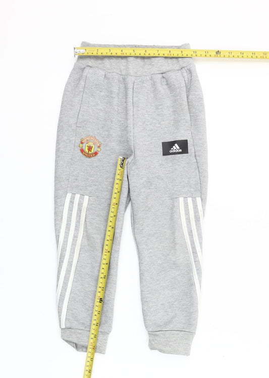 Adidas Boys Grey Manchester United Jogger Sweatpants 6-7 Years