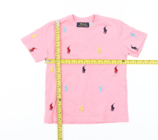 Ralph Lauren Girls Pink Embroidered Pony Cotton T-Shirt 3-4 Years