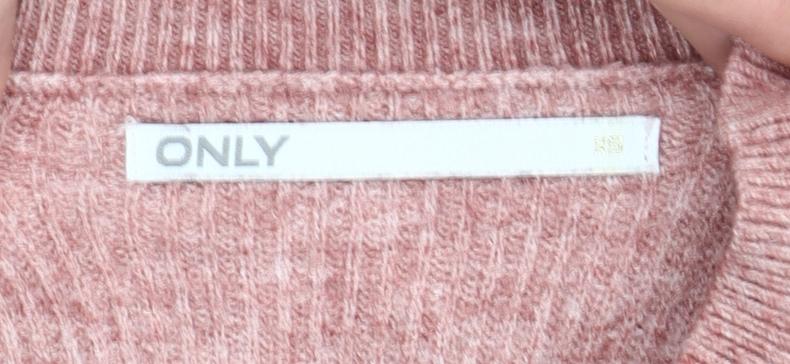 Brand and care label for Only Women’s Multicoloured Striped Crew Neck Jumper, size M