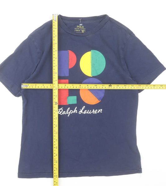 Ralph Lauren Boys Blue Polo Logo Graphic T-Shirt Size 10-12 Years