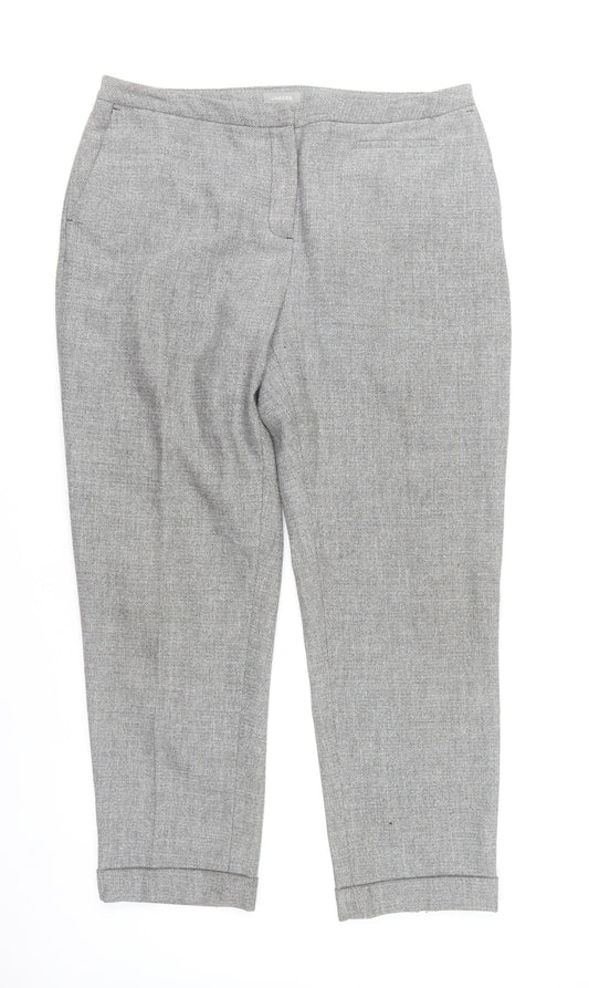 Additional front view of Jaeger Women Grey, size 14 Slim, Fit Cropped Tailored Trousers