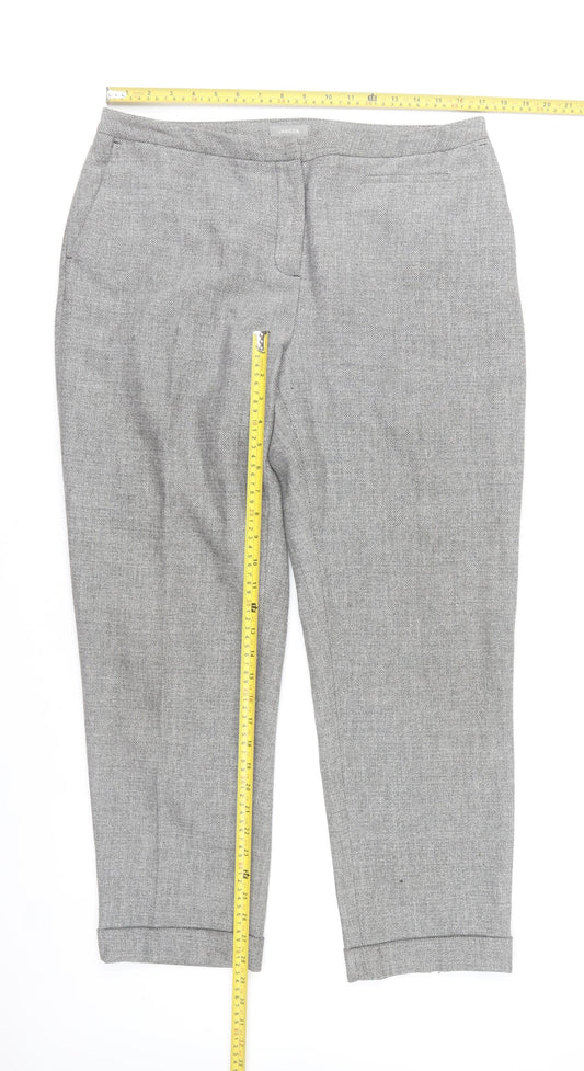 Jaeger Women Grey Size 14 Slim Fit Cropped Tailored Trousers
