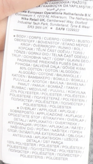 Nike Boys Grey Jogger Trousers 13-14 Years Cotton Blend Standard Fit