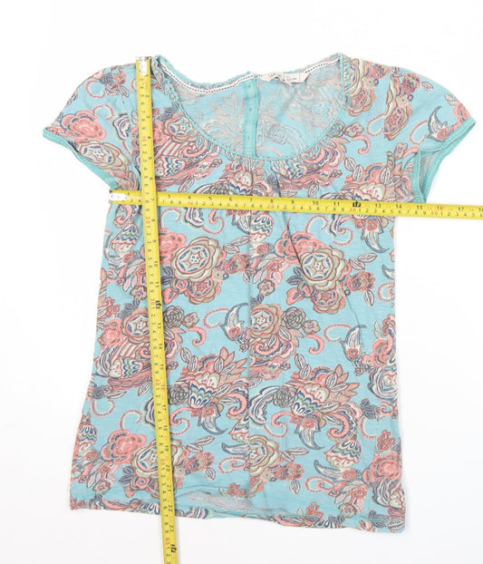 Womens UK Size 8 Fat Face Blue Basic T-Shirt