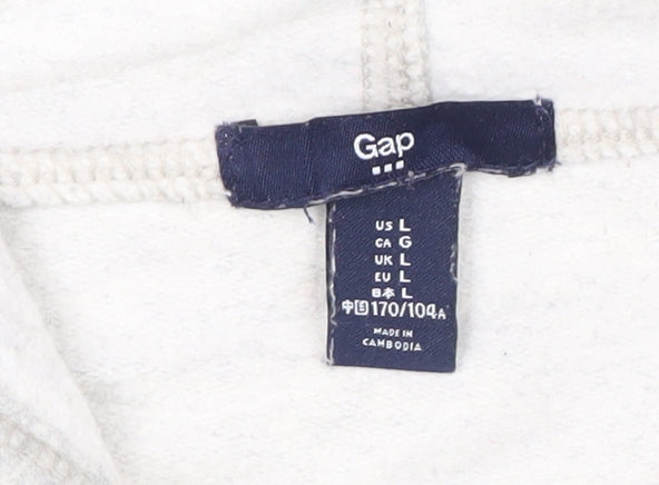 GAP Women Light Grey Hoodie L Pullover Cotton Blend Logo Casual