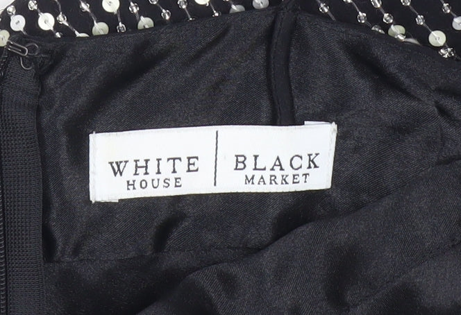 White House Black Market Women’s Black Polka Dot Silk Slip Dress Size 6