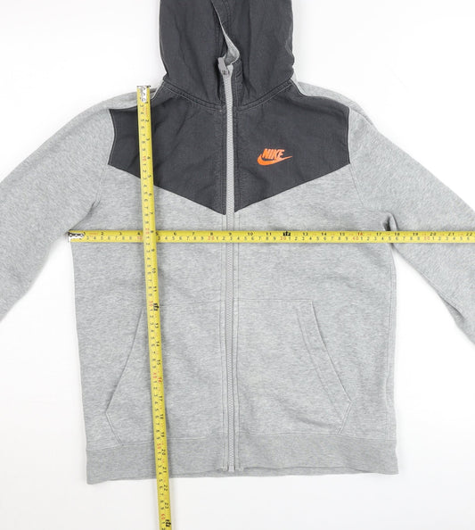 Nike Boys Grey Colourblock Full Zip Hooded Track Jacket 12-13 Years