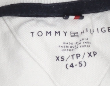 Tommy Hilfiger Boys White Polo Shirt 5 Slim Cotton Short Sleeve