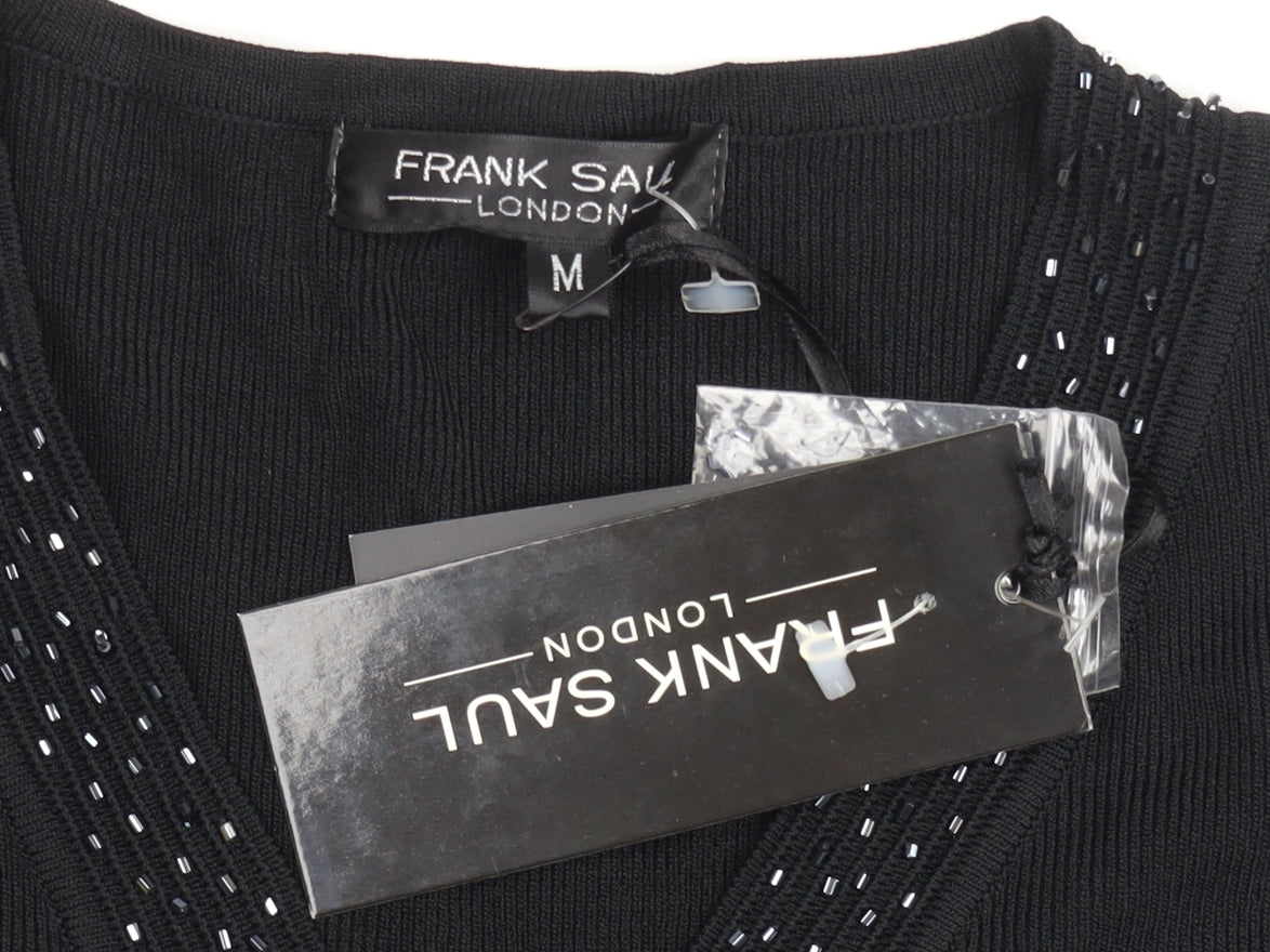 Frank Saul Women’s Black Beaded Tunic Top Medium 3/4 Sleeve
