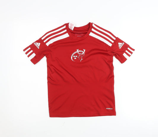 Adidas Boys Red 9-10 Years Rugby Aeroready Short Sleeve Sports T-Shirt