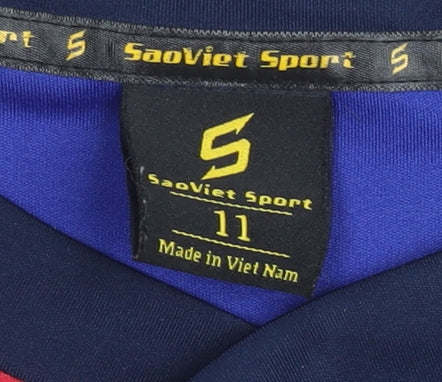 SaoViet Sport Boys Blue Red Barcelona Football Shirt Size 11 Short Sleeve Polyester
