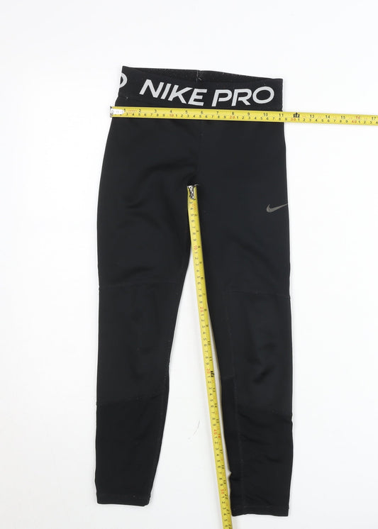 Nike Pro Girls Black Dri-FIT Ankle Leggings Size S (128-137 cm)