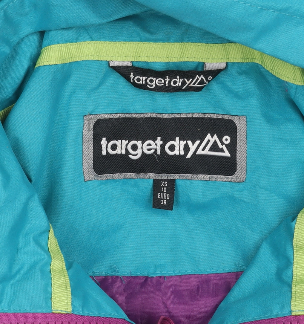 Target Dry Women's Blue XS Hooded Waterproof Rain Coat