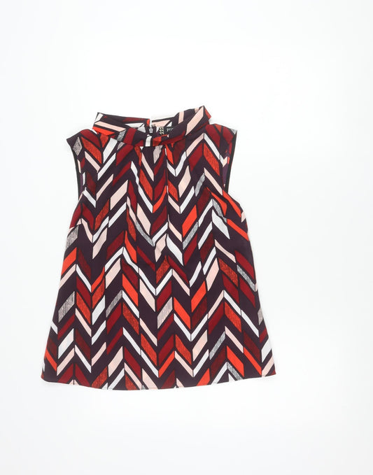 Additional front view of Principles by Ben de Lisi women’s multicoloured geometric zip blouse, size UK 12