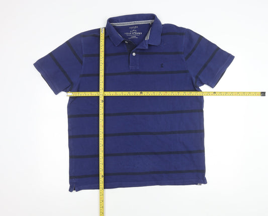 Joules Men's Blue Striped Cotton Polo Shirt Size L Classic Fit