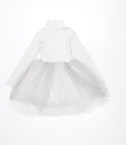 Leigh Tucker Willow Teens Grey A-Line Party Dress Size 6 Long Sleeve