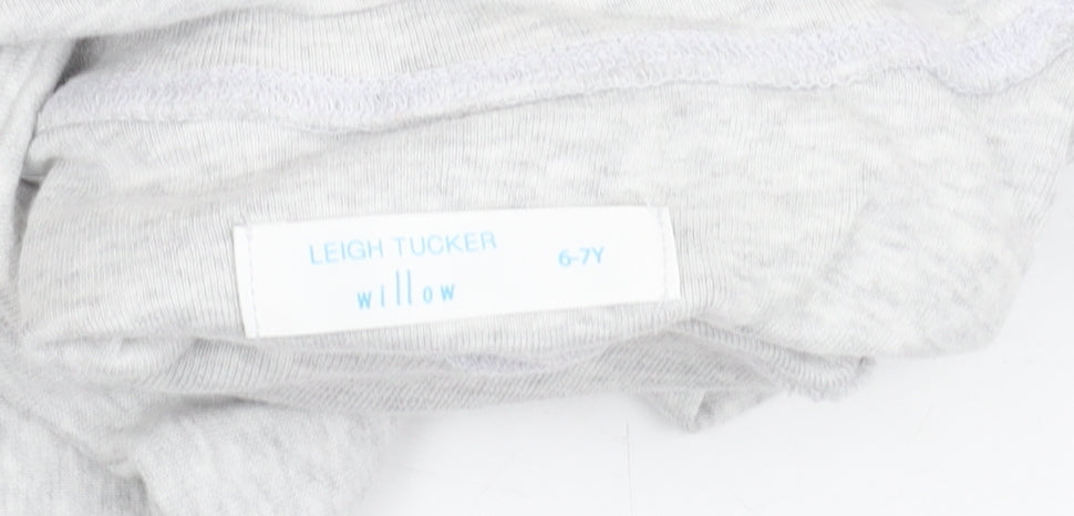 Leigh Tucker Willow Teens Grey A-Line Party Dress Size 6 Long Sleeve