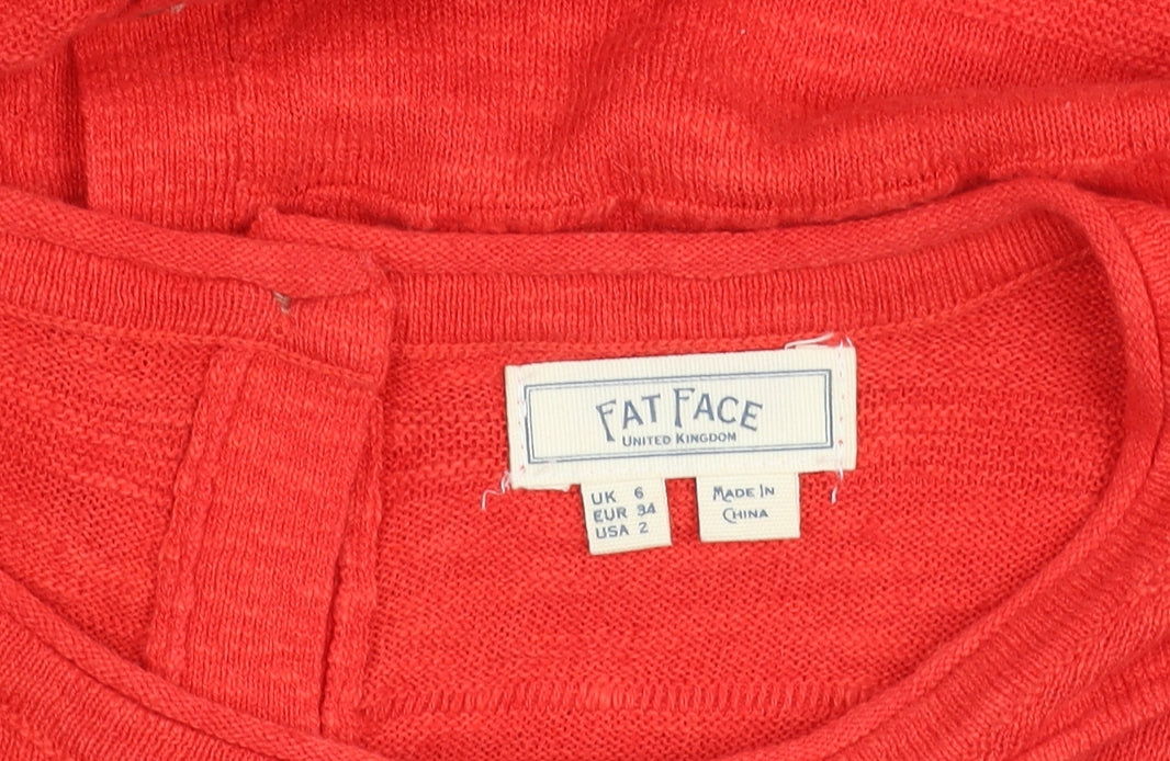 Womens UK Size 6 Fat Face Red Cardigan Jumper