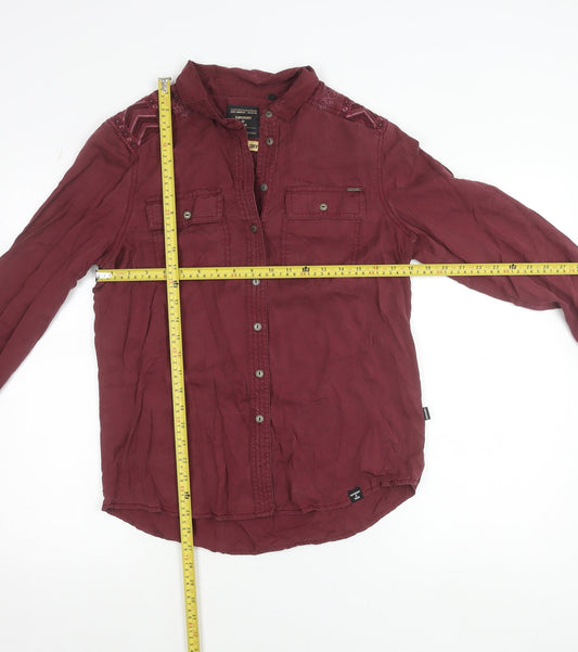 Womens UK Size 12 Superdry Red Classic Button-Up
