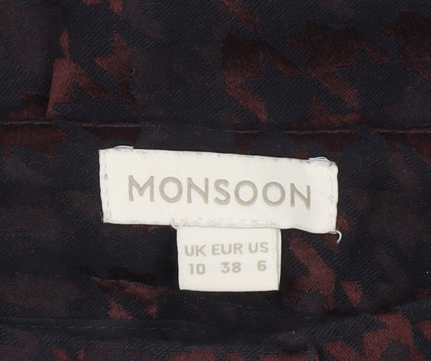 Monsoon Women's Black & Brown Check Tapered Trousers Size 10